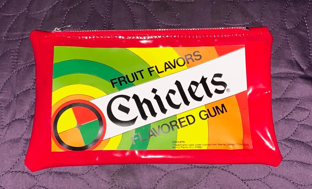 CHICLETS  PENCIL CASE  SHARPENER, ERASER, RULER   C. 1978  WARNER LAMBERT  HK