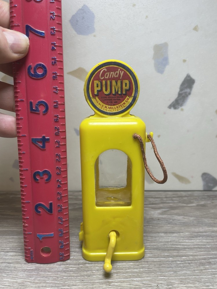 Vintage Candy Container Millstein Co. Candy Pump in YELLOW