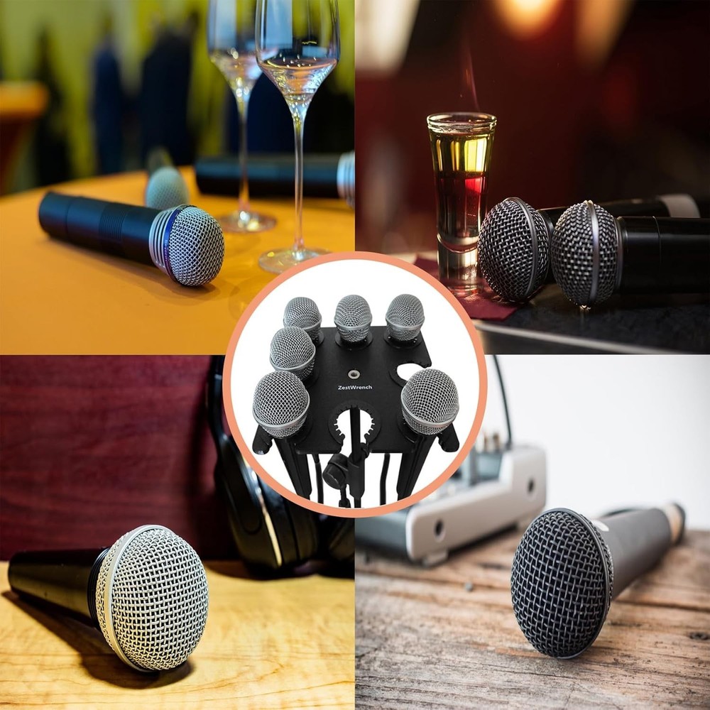Microphone Holder Multi Mic Holder for Wired and Wireless Mics Multiple Micro...