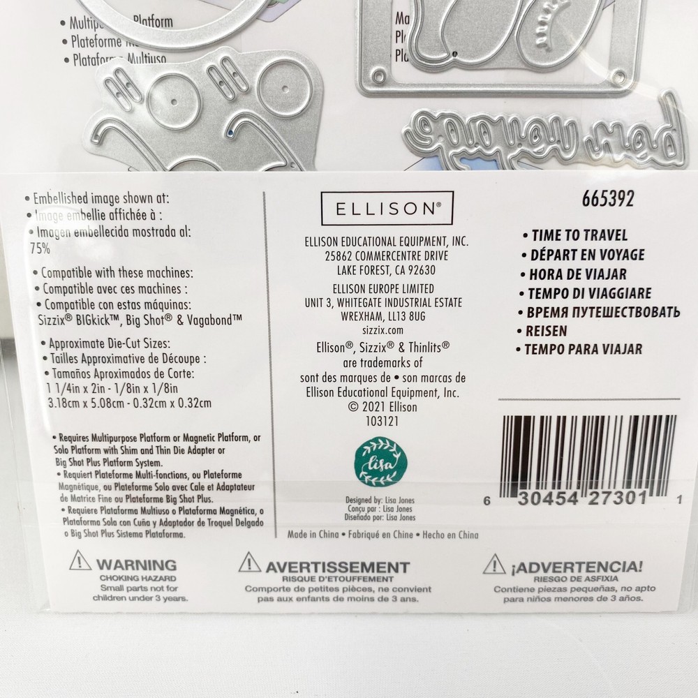 Sizzix Thinlits Time to Travel Cutting Dies by Lisa Jones 665392 NEW