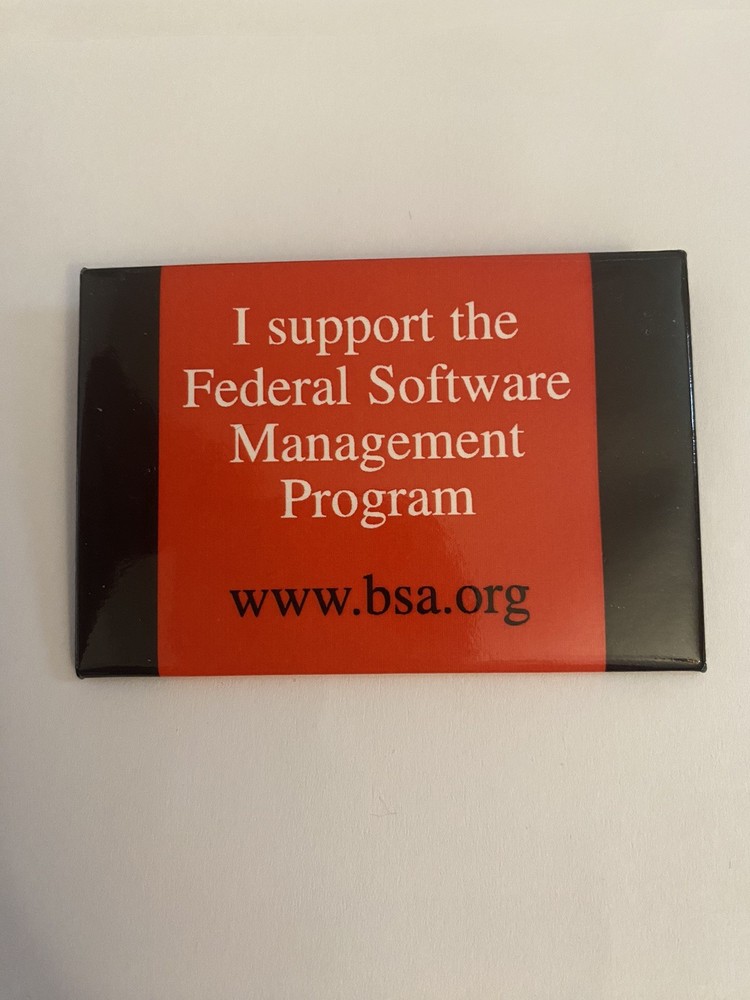 BSA I Support The Federal Software Management Program Pin Back Button P190