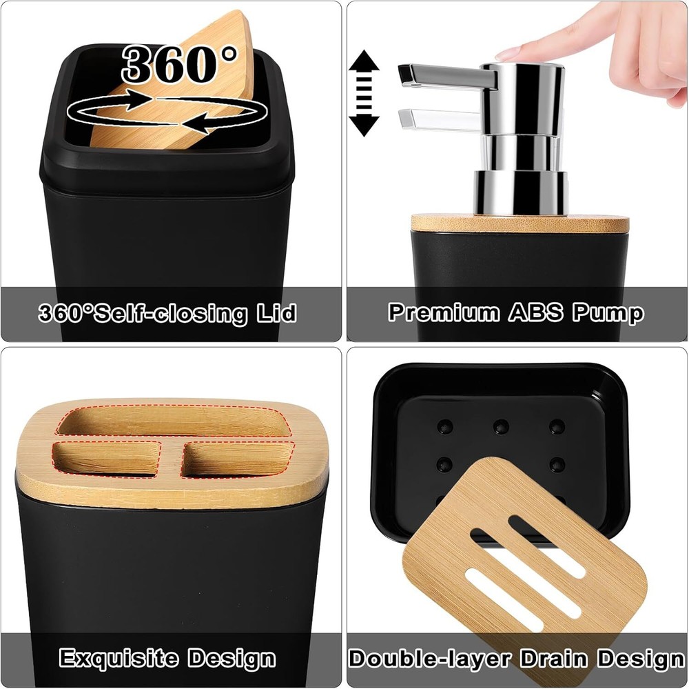 Bathroom Accessory Set, 9 Piece Black Bathroom Accessory Bathroom Decoration