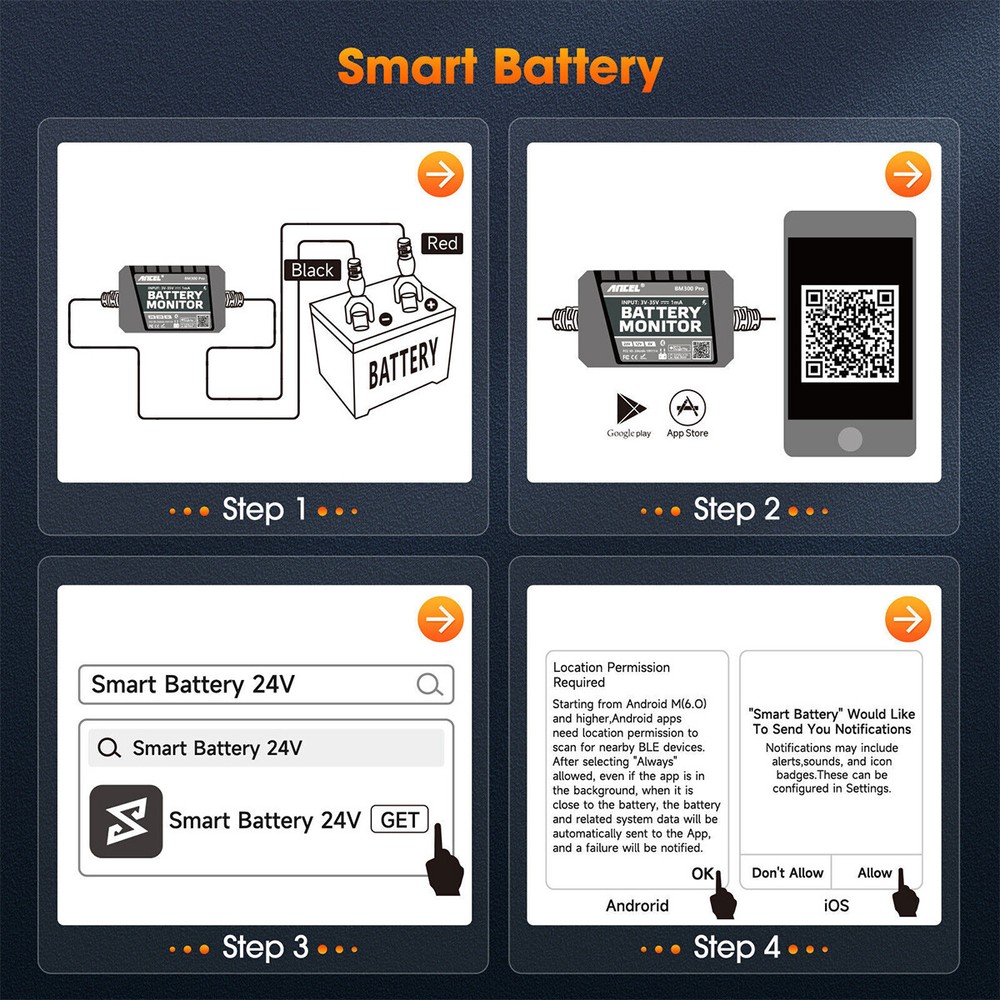 ANCEL BM300 Pro Battery Tester Analyzer 6V 12V 24V for Android IOS Bluetooth