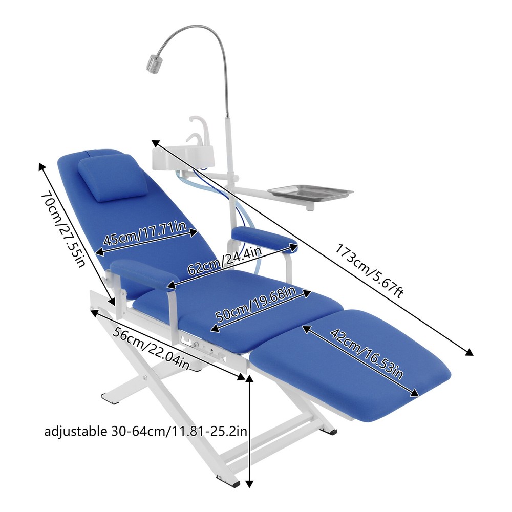 Mobile Portable Dental Folding Chair Unit With Exam Operating Lamp US