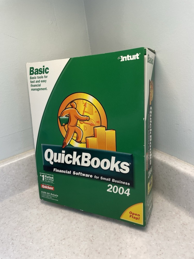QuickBooks Basic 2004 In Box For PC Clean Disc Financial Software Windows XP