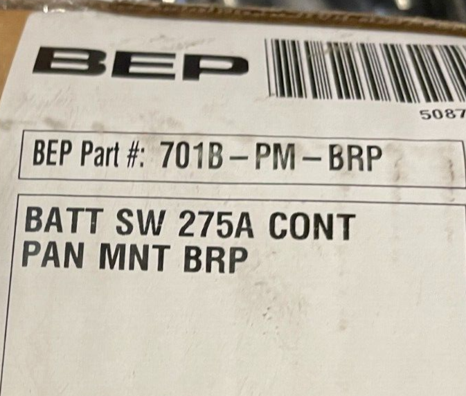 BEP Marine Panel-Mounted Battery Master Switch 701B-PM-BRP 275A