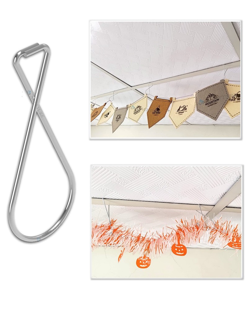 20 Pack Ceiling Hook Clips, Drop Ceiling Hanger Hooks, Suspended Tile, Grid