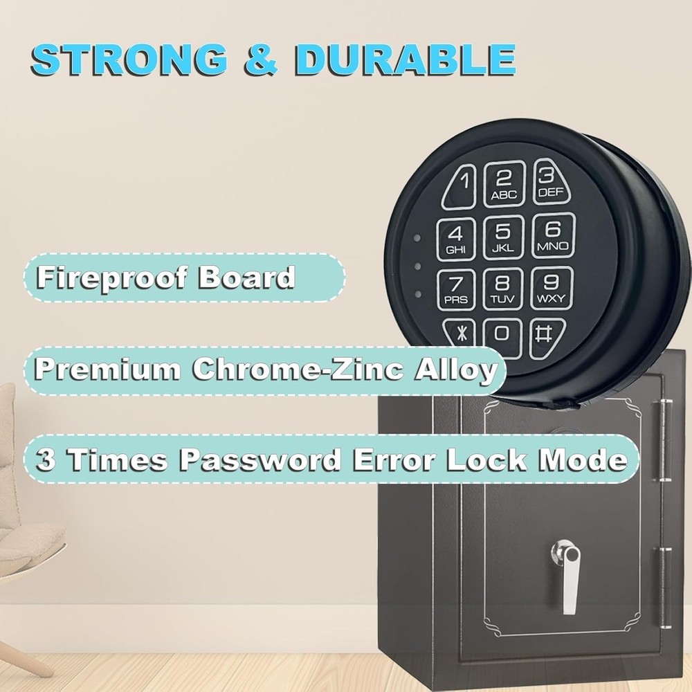 Electronic Safe Lock Replacement Keypad with Solenoid Lock, Gun Black