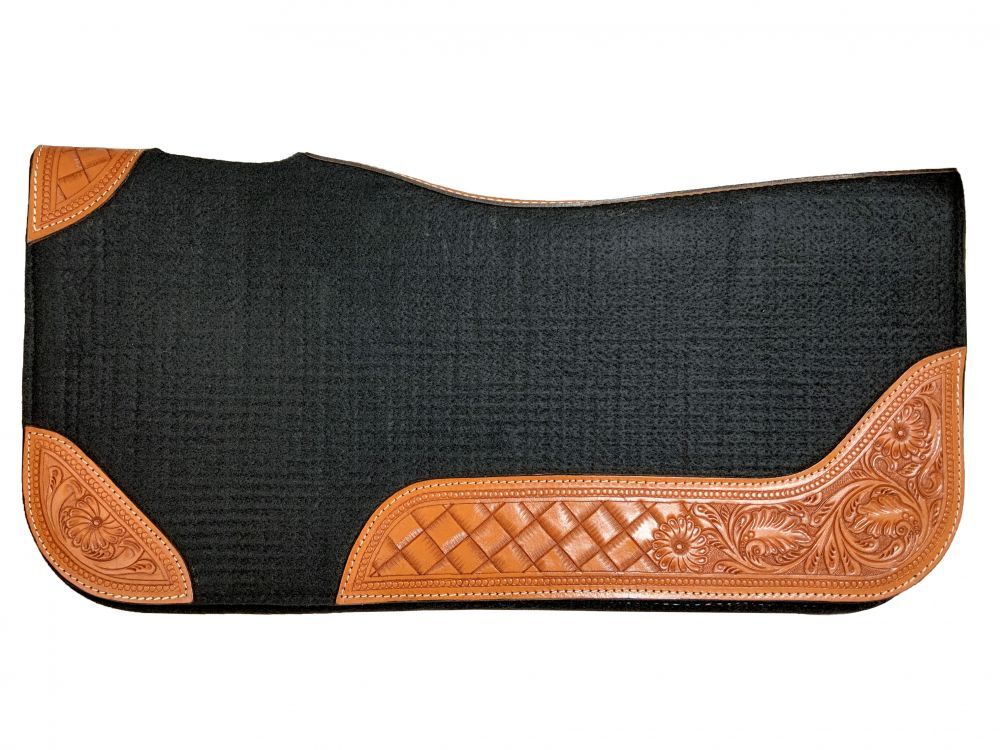Showman 32" x 31" Black Felt Saddle Pad w/ Tooling