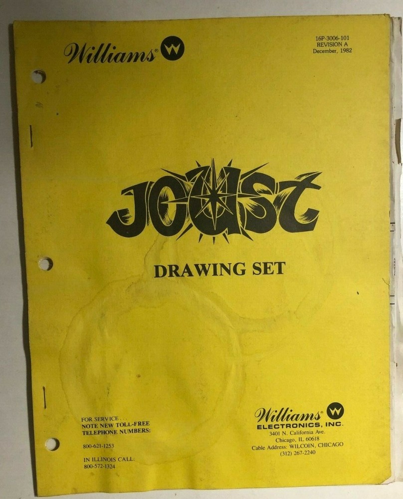 JOUST (1982) Williams video game unit Drawing Set