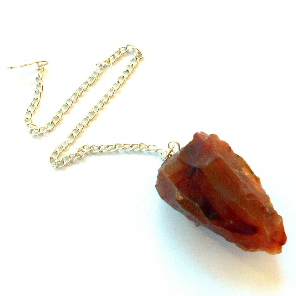 Raw Carnelian Gemstone Pendulum for Divination and Dowsing