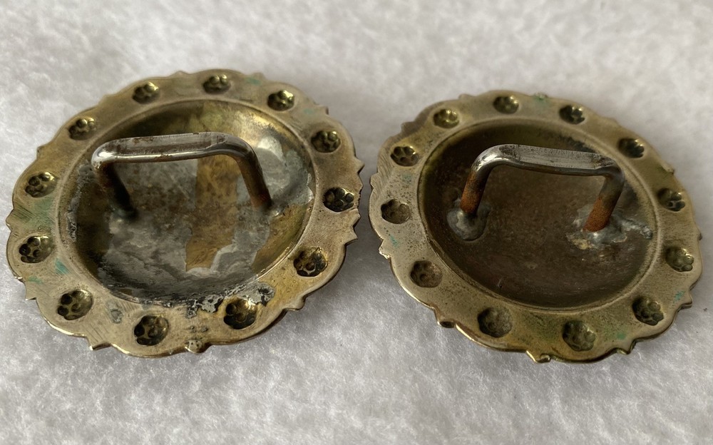 Pair BIG 2" Vintage Silver Loopback Bridle Rosettes Conchos~Visalia Pattern