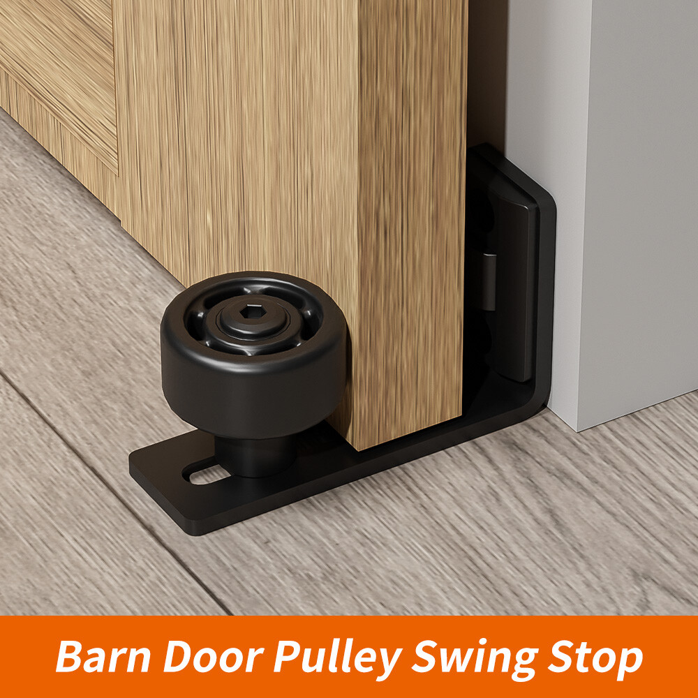 CCJH Upgraded Adjustable Floor Guide Suitable for Sliding Barn Doors,Black