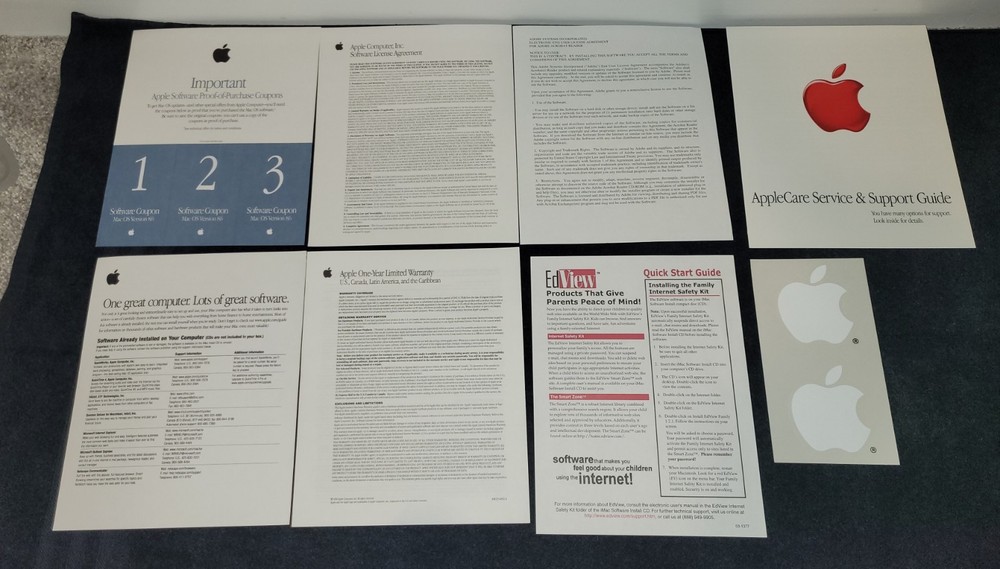 Original Apple Paperwork Documents With Stickers Vintage