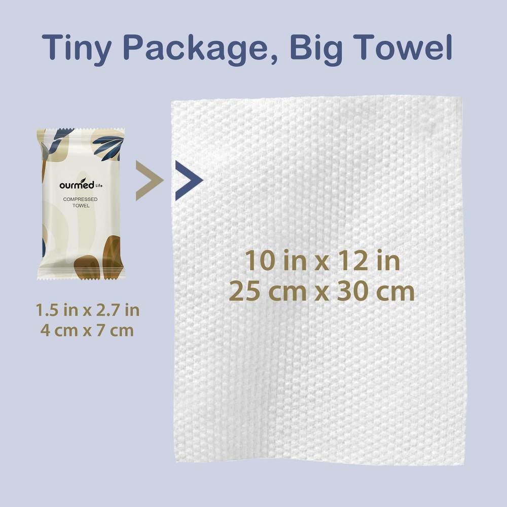 Compressed Towel Tablets – Portable, Individually Wrapped Disposable Face Tow...
