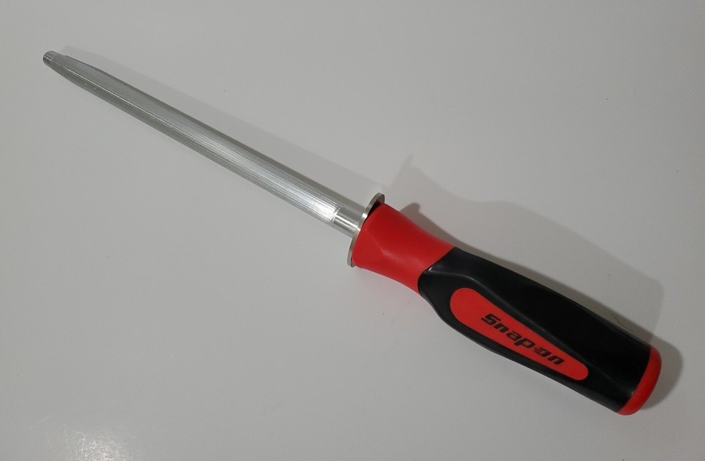 Snap On Tools KNIFE SHARPENER ROD Instinct Handle Inspired RED 13" Long NEW !!!!