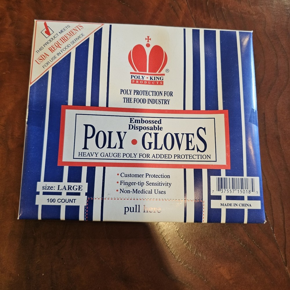 Poly King Size Medium 100 count Embossed Disposable Poly Gloves