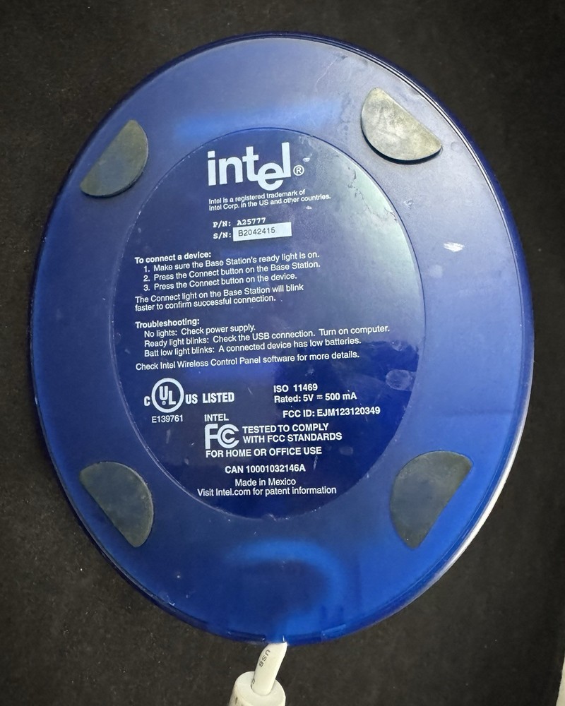 Intel Wireless Keyboard Mouse Receiver USB Base Station Hub A25777