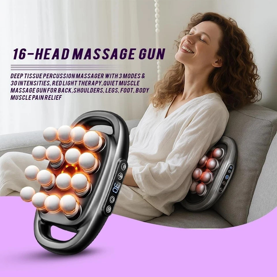 VTT 16-Head Massage Gun Set Deep Tissue Percussion Massager with 3 Modes & 30...