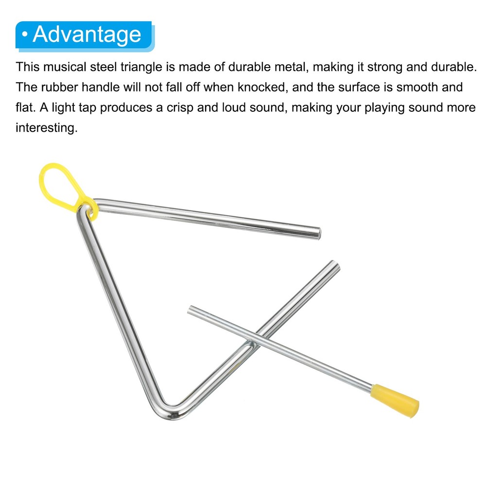6" Musical Steel Triangle Percussion, 1 Pcs Hand Percussion