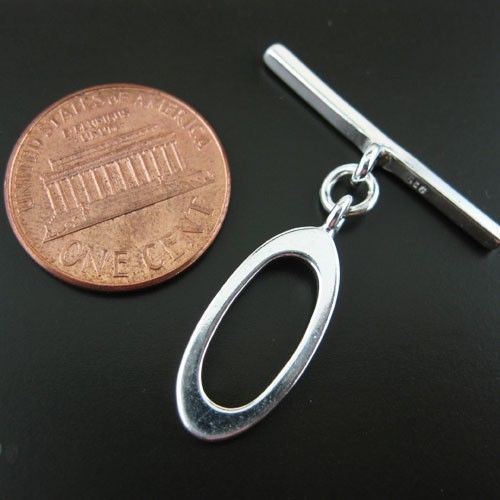 Sterling Silver Toggle - Big Smooth Oval Shape ( 24mm - 1 set)