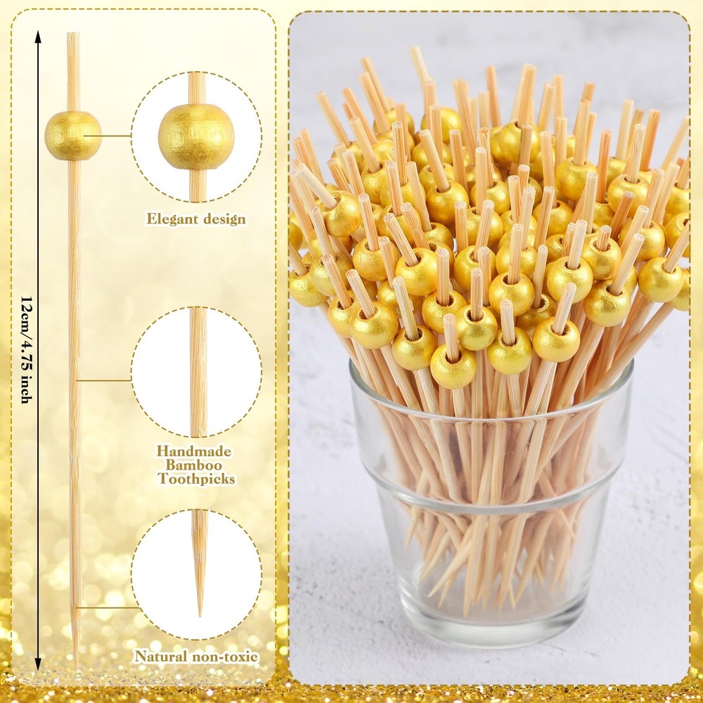 FillTouch 112 Pcs Summer Gold Dinnerware Set Include 6 Disposable Rectangle Serv