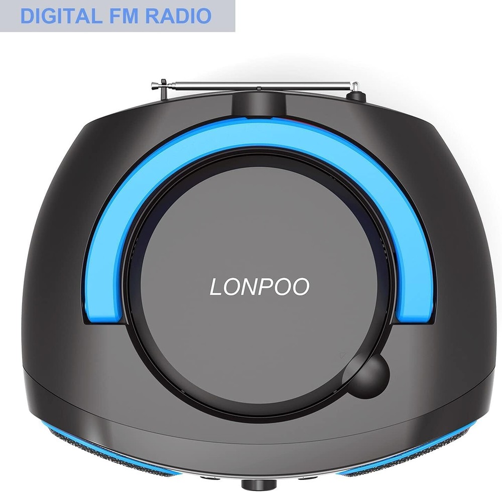 Compact CD Player Boombox with Bluetooth, AUX & Headphone Jack - Modern Design
