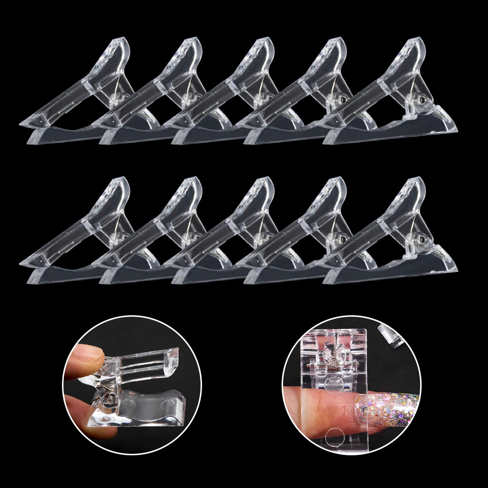 10pcs Nail Tips Clip Quick Building Poly Builder Gel DIY Extension Clamp Clips