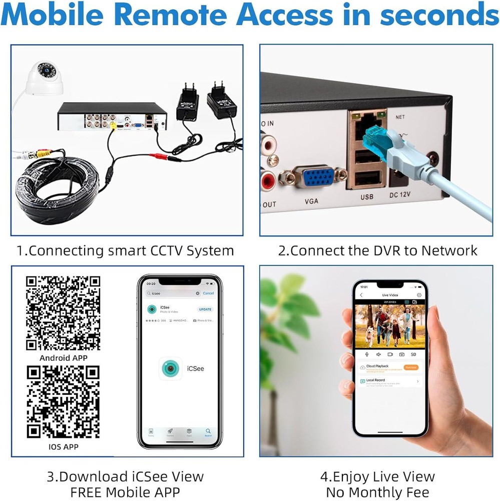 KERUI 8CH 5MP Lite DVR 1080P CCTV Security Camera System Human Detection H.265+