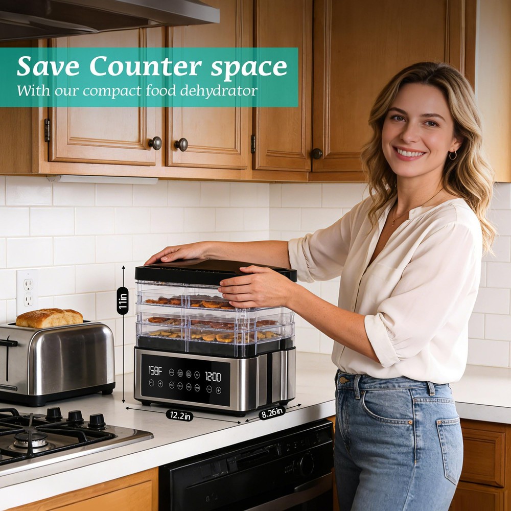 Food Dehydrator, One-Touch Dehydrator with Automatic Temperature Control 5 BP...