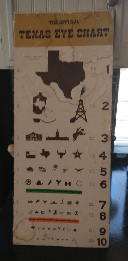 RARE!!! Vintage Texas Eye Chart