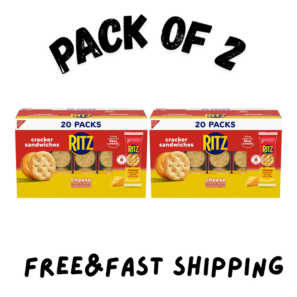 (2 pack) RITZ Cheese Sandwich Crackers, 20 Snack Packs (6 Crackers Per Pack)