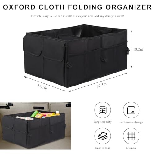 Car Trunk Backseat Organizer, Collapsible Multi Compartment Cargo Storage Box