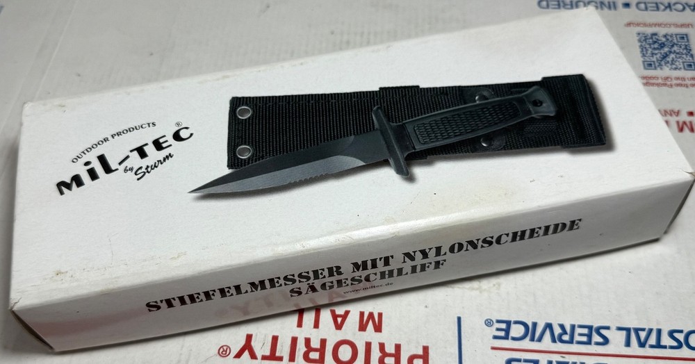 STURM MILTEC COMBAT KNIFE / MULTI-PURPOSE SERRATED BOOT KNIFE W/ SHEATH (