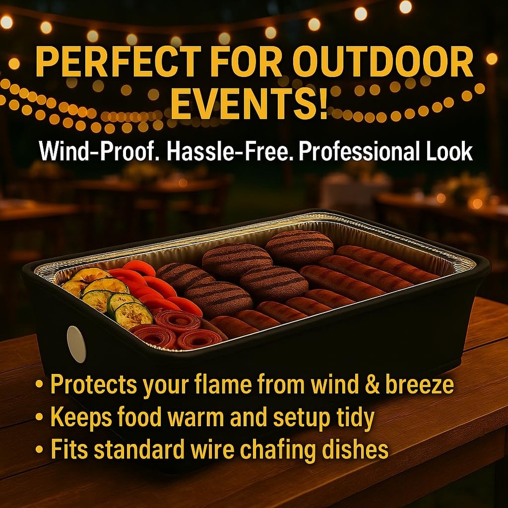 Merchlio Chafer Wind Guard - 4 Pack - Handle Covered Dish Covers, Fitted