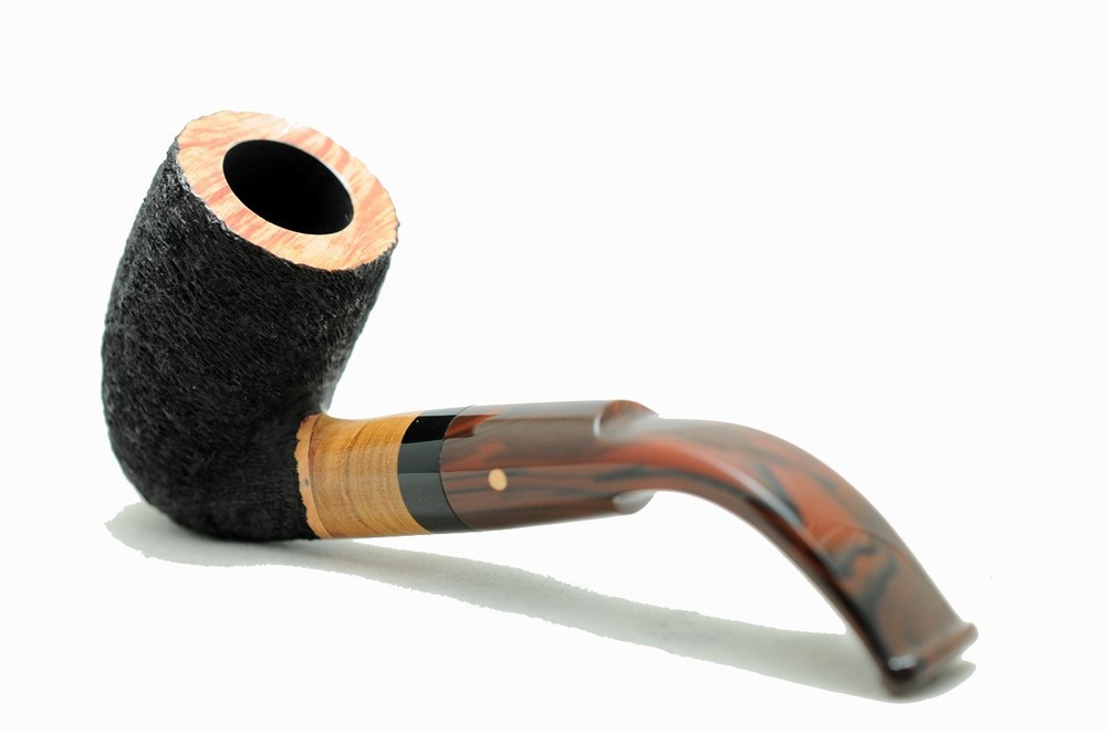Brand new briar pipe PARONELLI bent rusticated black handmade