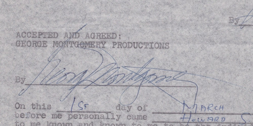 GEORGE MONTGOMERY - DOCUMENT SIGNED 03/01/1962