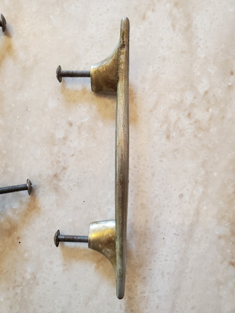 Nickel Mid Century Modern MCM Antique Hardware Drawer Pull Handle 3 3/4”centers