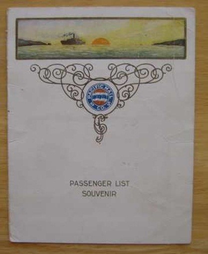 MANCHURIA (Pacific Mail) 1912 Passenger List