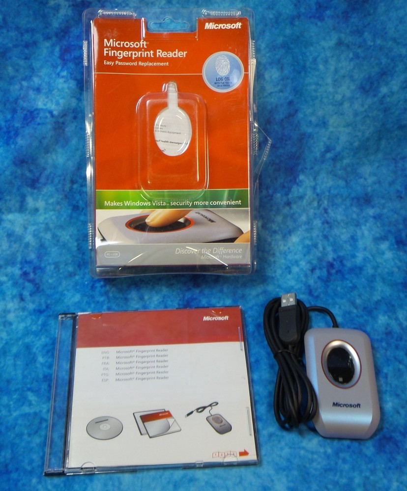 Microsoft Fingerprint Reader USB Port PC Computer Security Model 1033 Windows