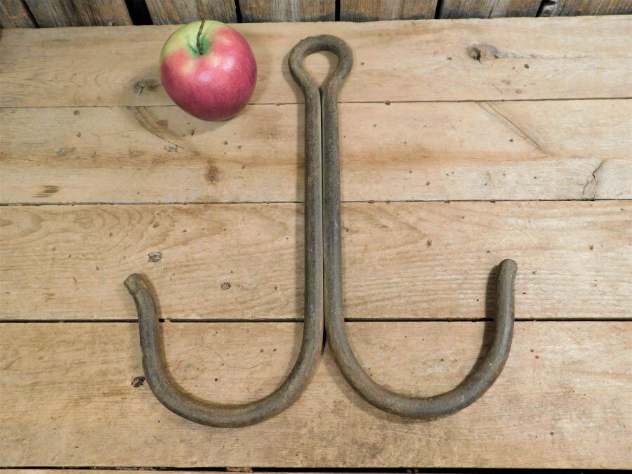Antique Primitive Forged Iron Barn Hook Unique Shape