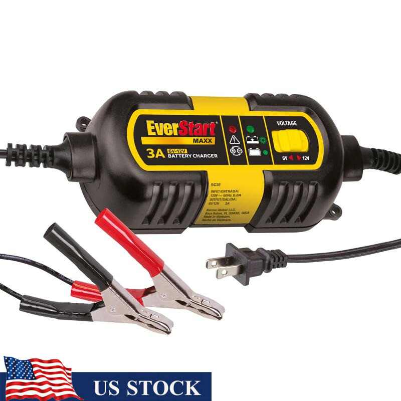 3A 6V 12V Battery Charger Maintainer Automatic Microprocessor Safety Protection