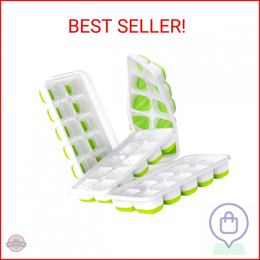 DOQAUS Ice Cube Tray with Lids - 4 Pack Stackable Silicone Ice Trays for Freezer