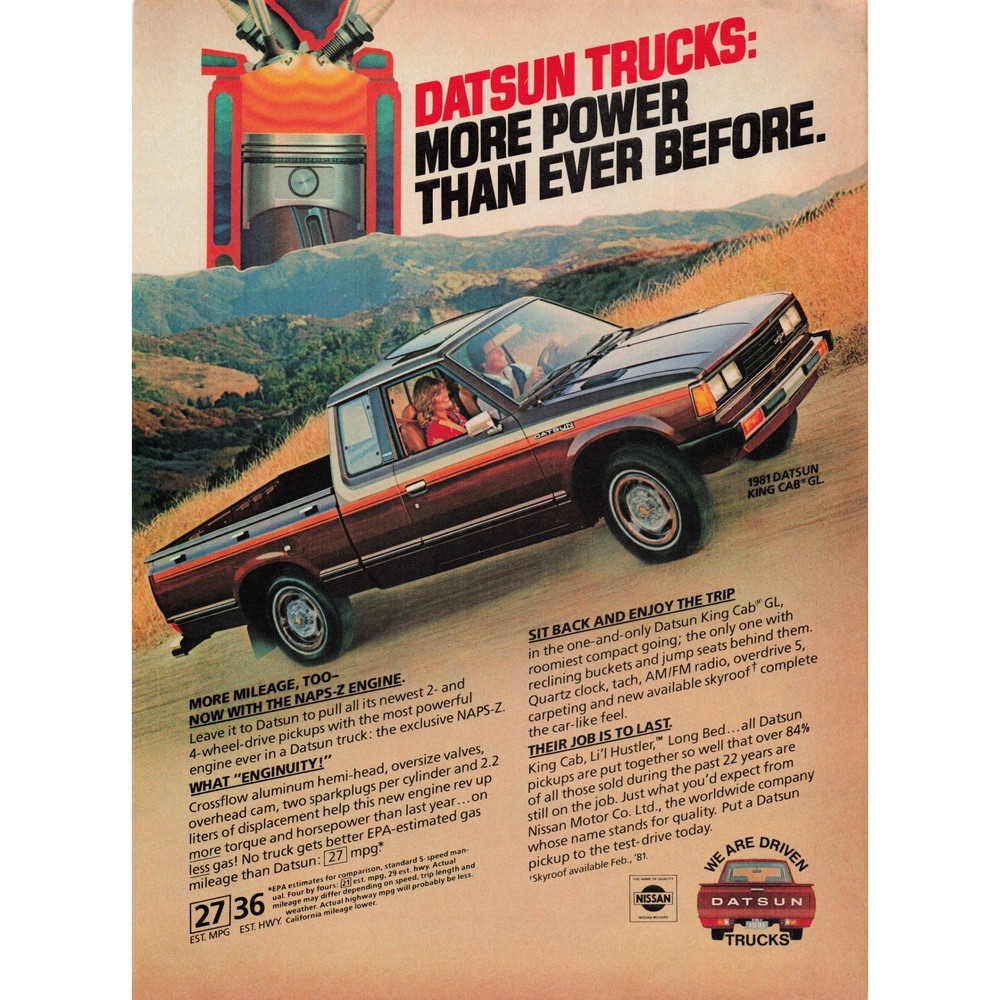 1981 Datsun Trucks More Power Than Ever Before Advertisement
