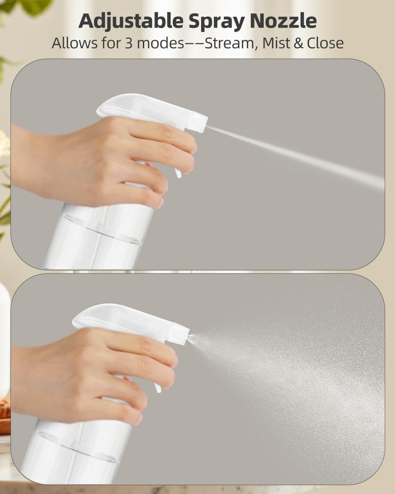 4Pack 8oz Glass Spray Bottles Refillable Silicone Sleeve Adjustable Nozzle