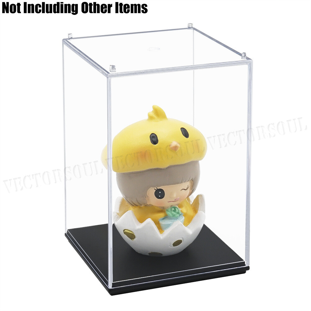 US Clear Acrylic Perspex Display Box Case 3.9" H Plastic Base Protection Figures