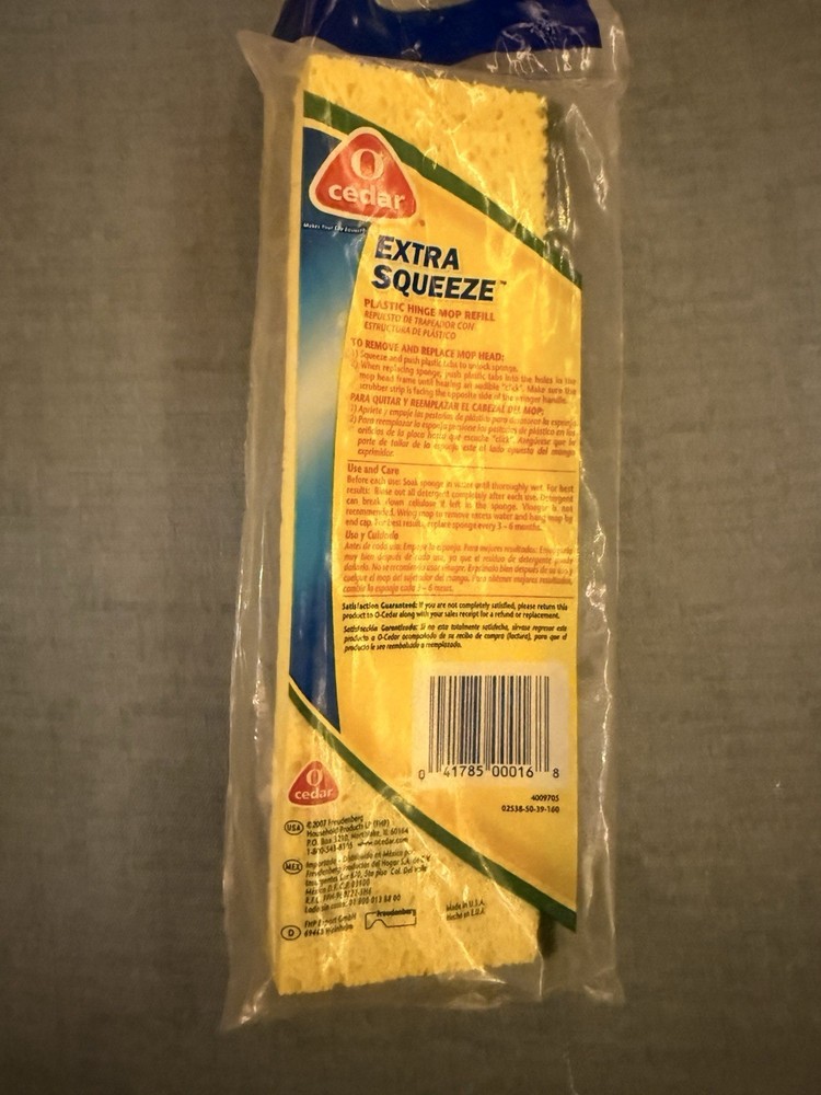 O Cedar Extra Squeeze Plastic Hinge Mop Refill NOS 4009705 Replacement Head