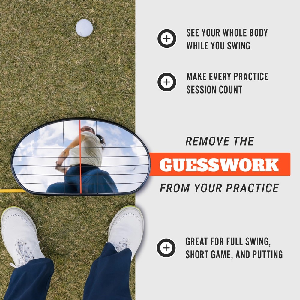 WHYGOLF Alignment Mirror with 2 Rods, Portable Golf Training Aid for Swing and