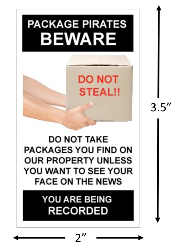 Package Parcel Thief Warning Stickers / 6 Pack + FREE Shipping