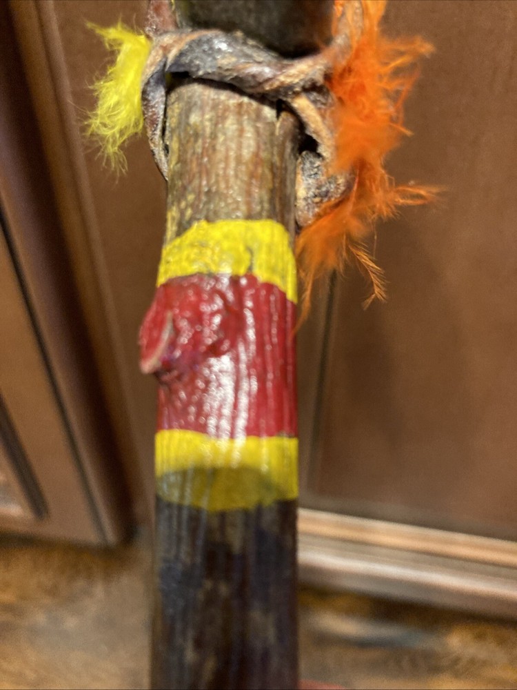 Stone Head Tomahawk Native American War Paint Feathers